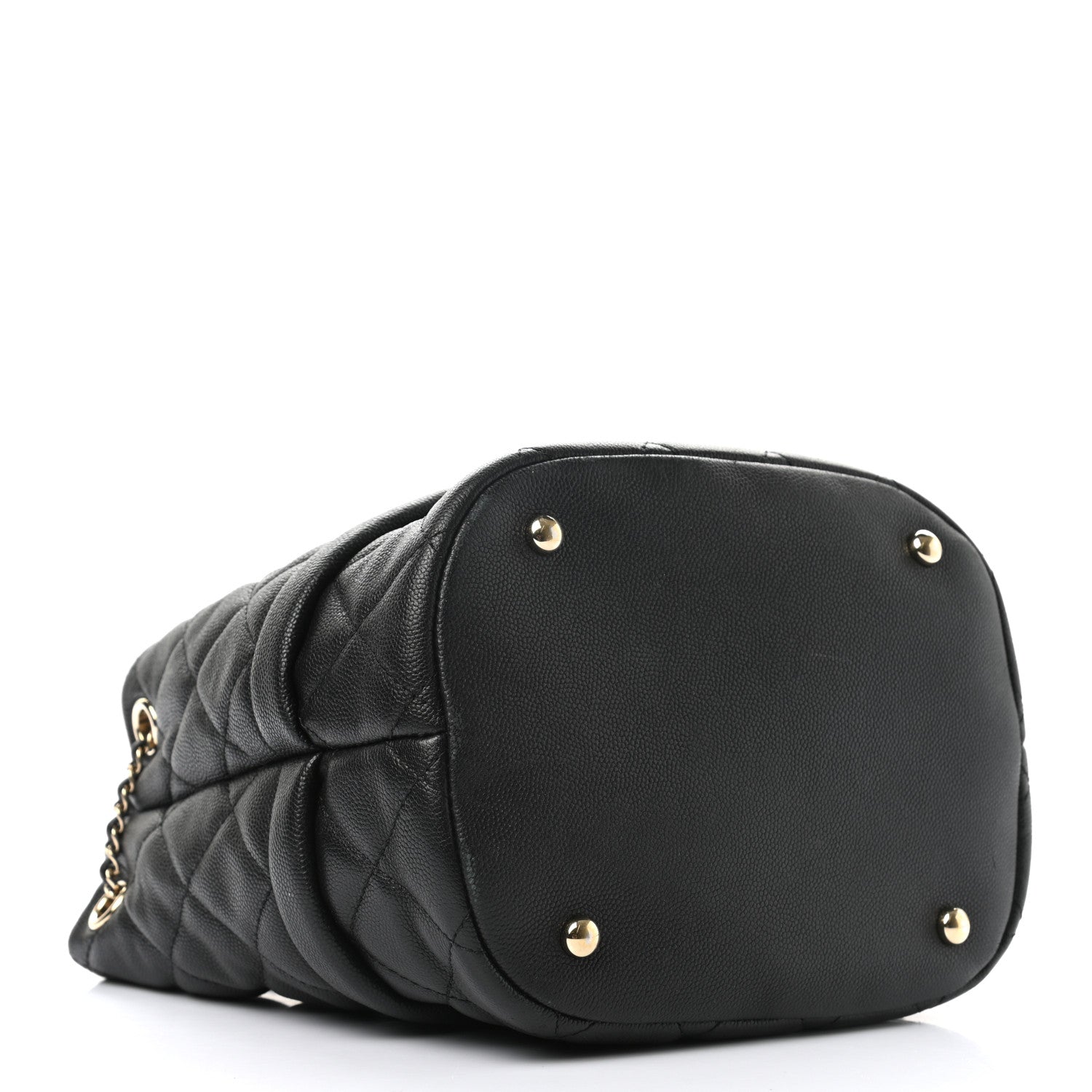 Chanel Caviar Quilted Rolled Up Bucket Drawstring Bag Black 3 of 10