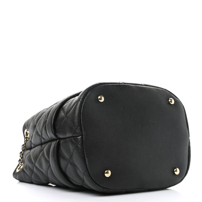 Chanel Caviar Quilted Rolled Up Bucket Drawstring Bag Black 3 of 10