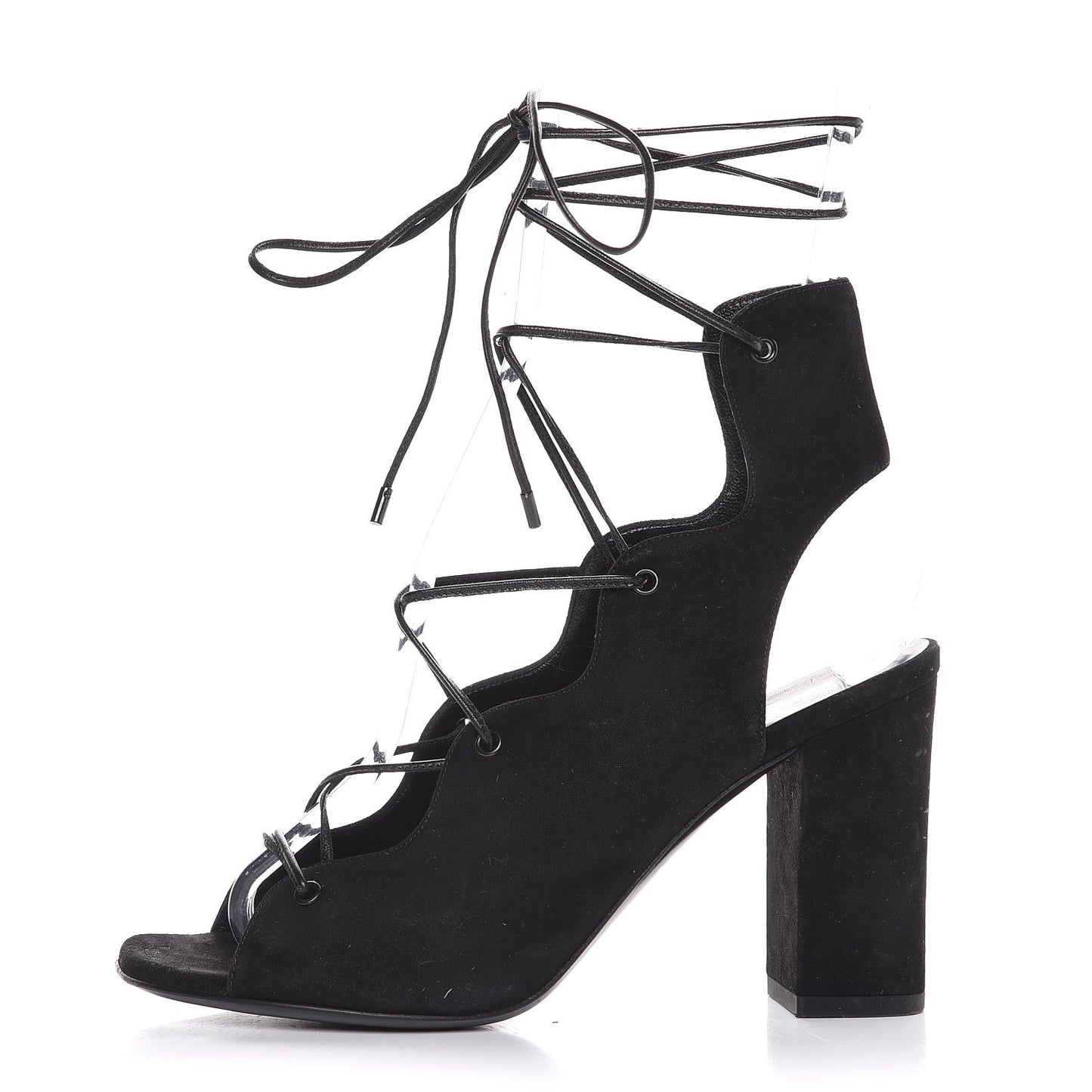 Suede Babies Lace Up Sandal 36 Black
