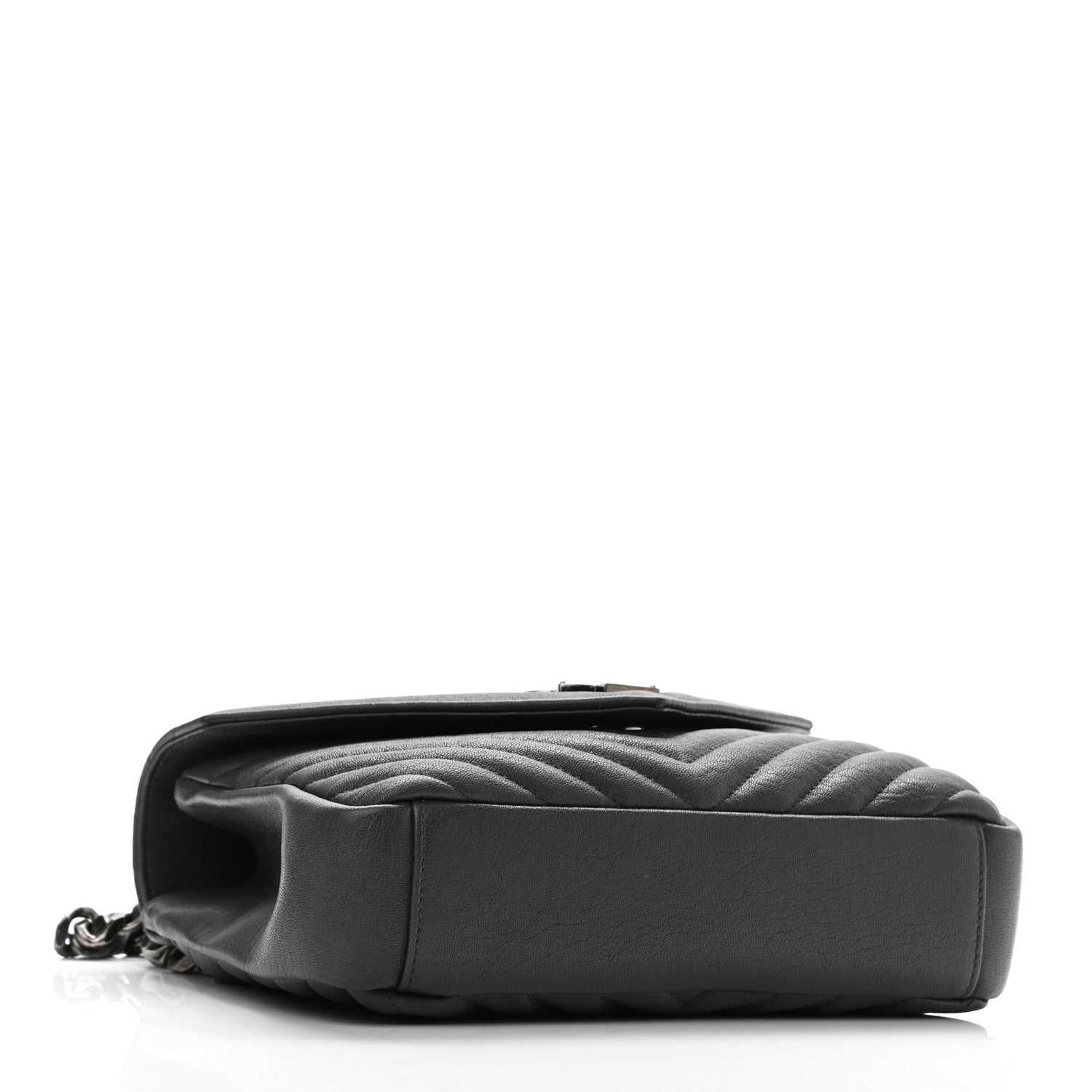 Saint Laurent Sheepskin Matelasse Chevron Monogram Medium College Bag Asphalt 4 of 9