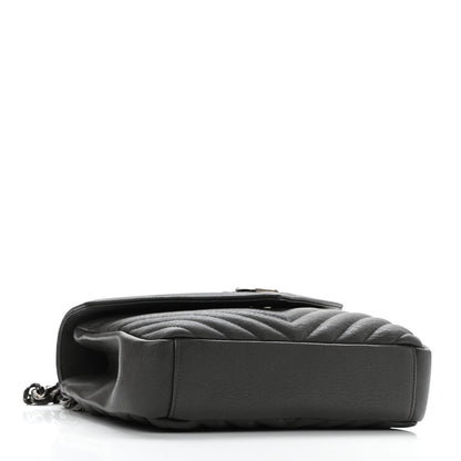 Saint Laurent Sheepskin Matelasse Chevron Monogram Medium College Bag Asphalt 4 of 9