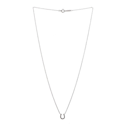 Tiffany 18K White Gold Diamond Mini Metro Horseshoe Pendant Necklace 3 of 8