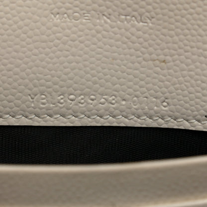 Saint Laurent Grain De Poudre Matelasse Chevron Monogram Envelope Chain Wallet Porcellana 7 of 15
