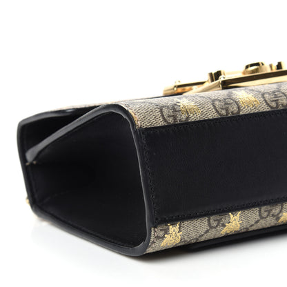 Gucci GG Supreme Monogram Bees Small Padlock Shoulder Bag Black 8 of 10