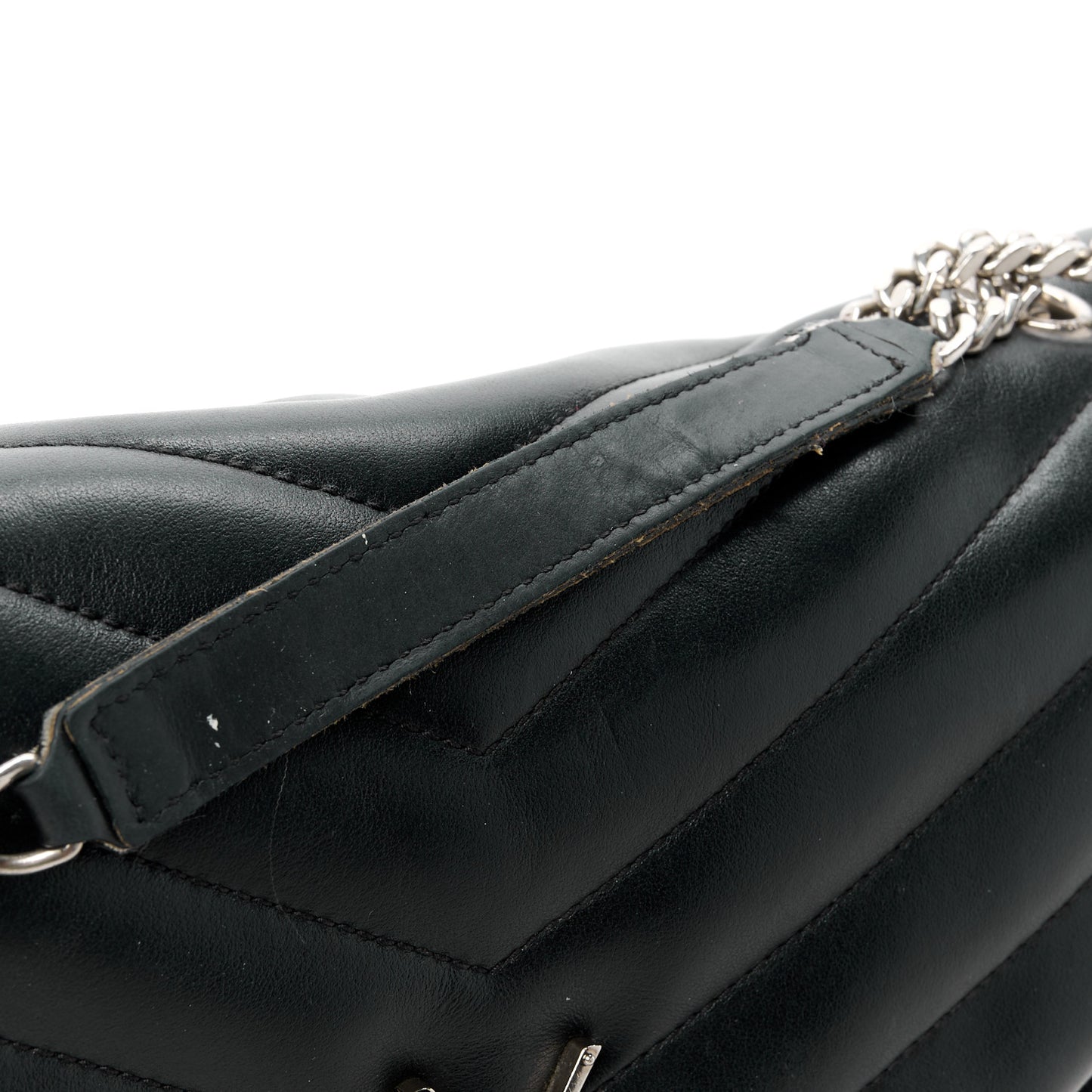 Calfskin Y Quilted Monogram Medium Loulou Chain Satchel Black