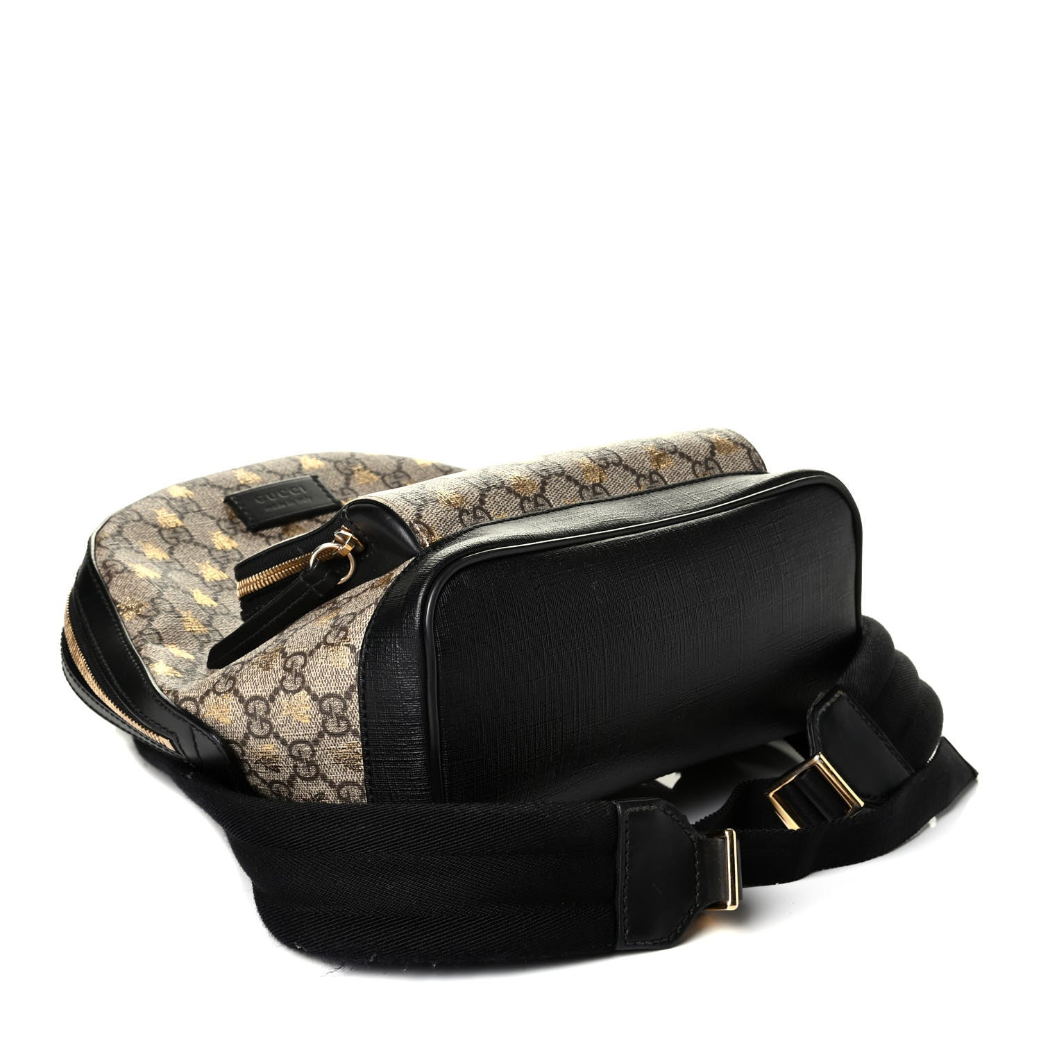 Gucci GG Supreme Monogram Bees Print Small Day Backpack Beige Oro Black 3 of 5