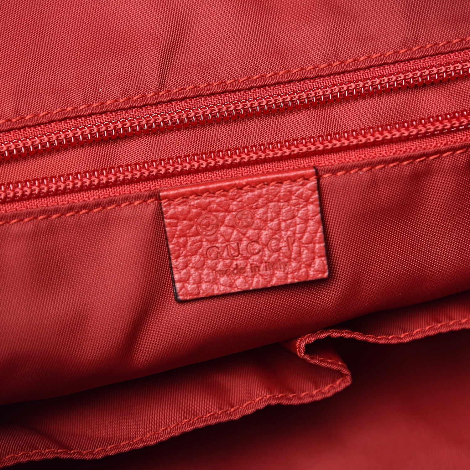 Gucci Nylon Monogram Dollar Calfskin Medium Light Double Buckle Backpack Vibrant Red 6 of 10