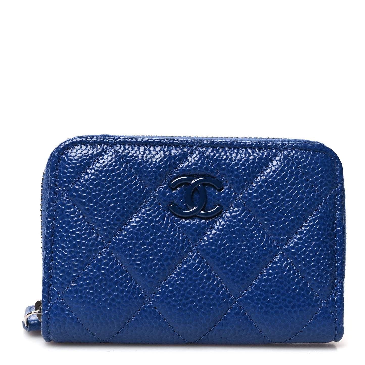 Caviar Quilted Incognito Zip Coin Purse Blue