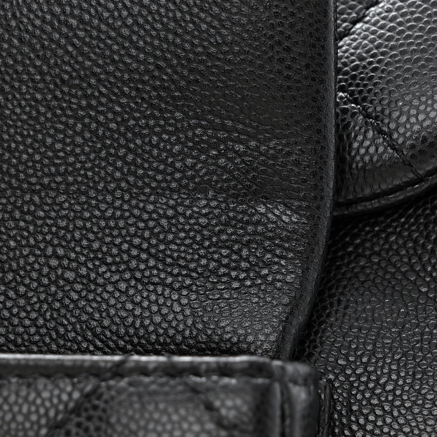 Shiny Caviar Quilted Small Pockets Drawstring Backpack Black