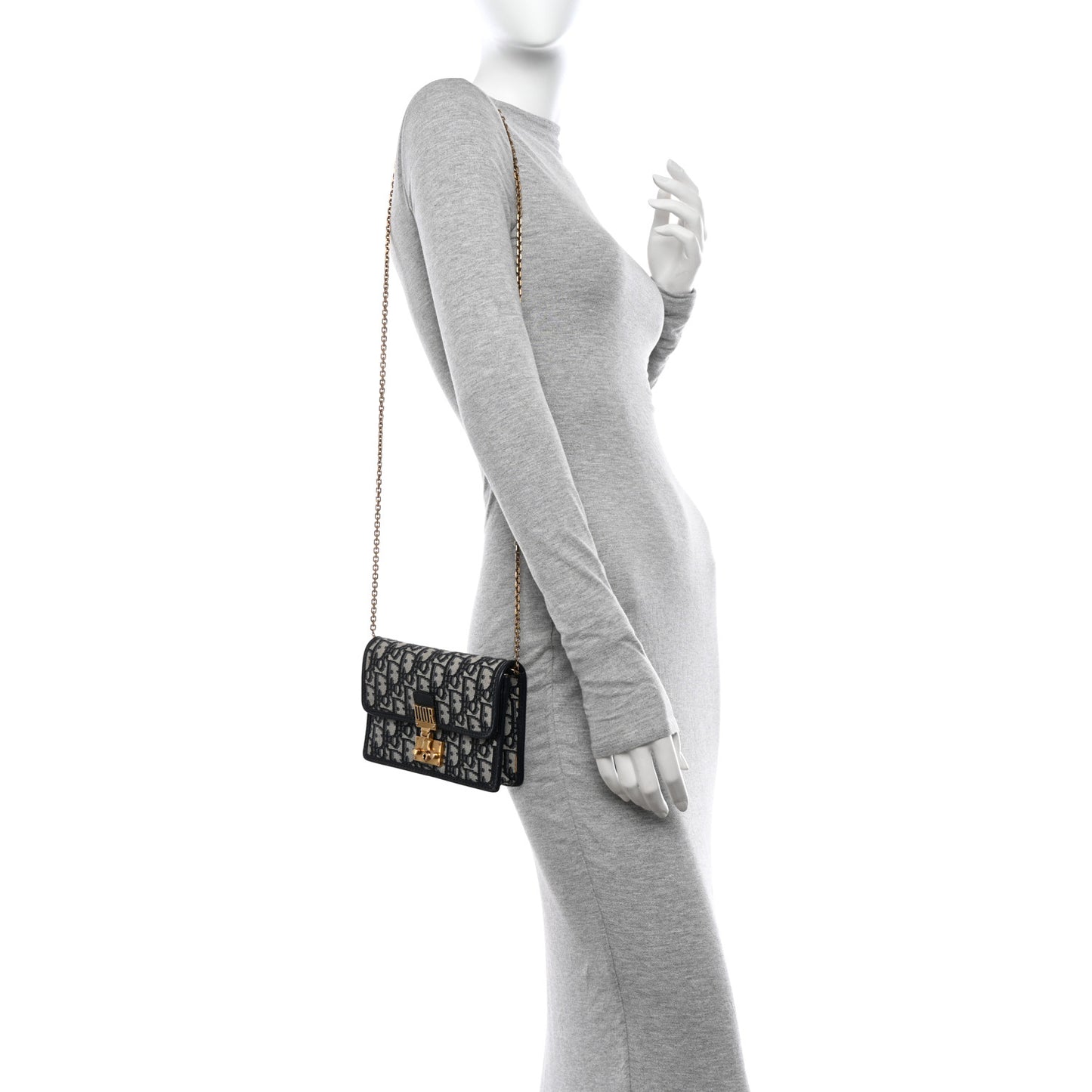 Oblique DiorAddict Wallet On Chain Clutch Navy Blue