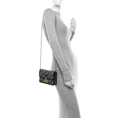 Christian Dior Oblique DiorAddict Wallet On Chain Clutch Navy Blue 2 of 15