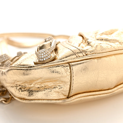 Balenciaga Metallic Arena Agneau Crystal Le Cagole Mini Purse With Chain Gold 10 of 12