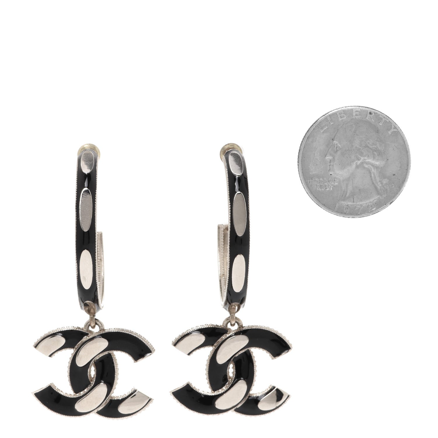 Chanel Enamel CC Drop Earrings Black Gold 2 of 5