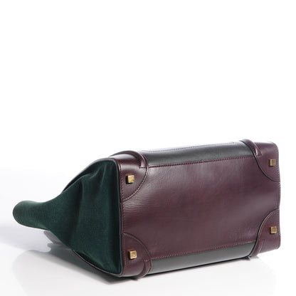 Celine Smooth Calfskin Suede Mini Tri-Color Luggage Burgundy 4 of 9