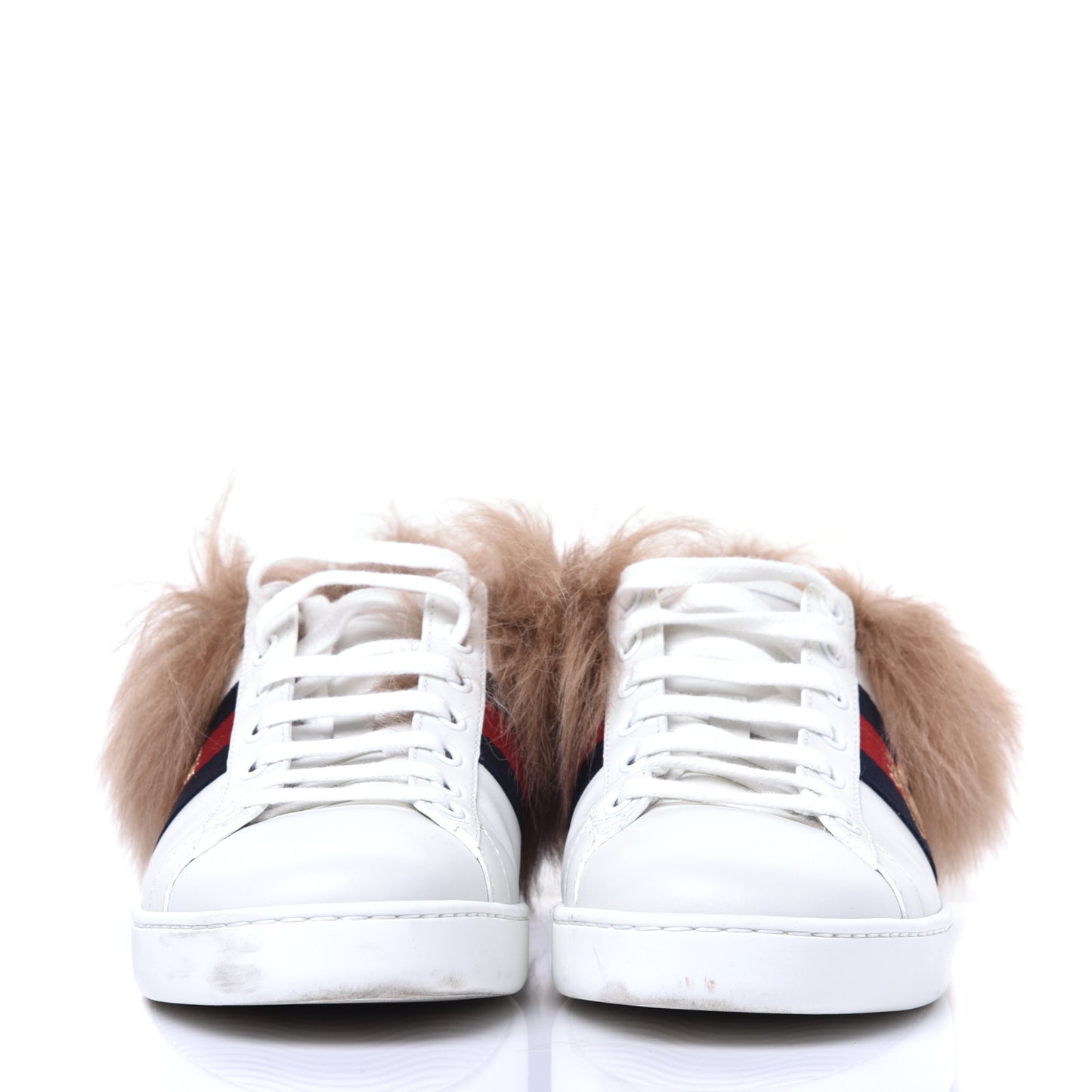 Calfskin Wool Web Bee Embroidered Womens Ace Sneakers 36.5 White