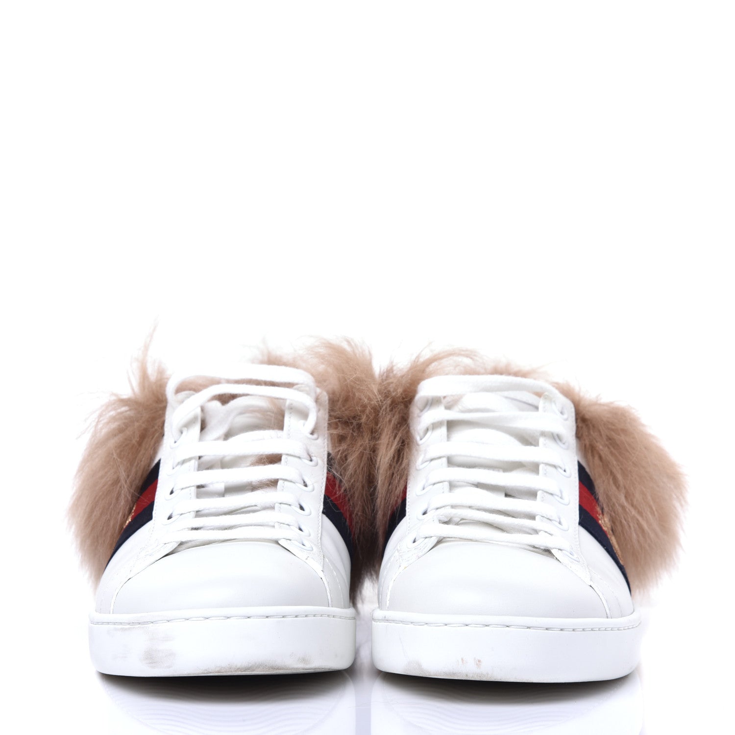 Gucci Calfskin Wool Web Bee Embroidered Womens Ace Sneakers 36.5 White 3 of 9