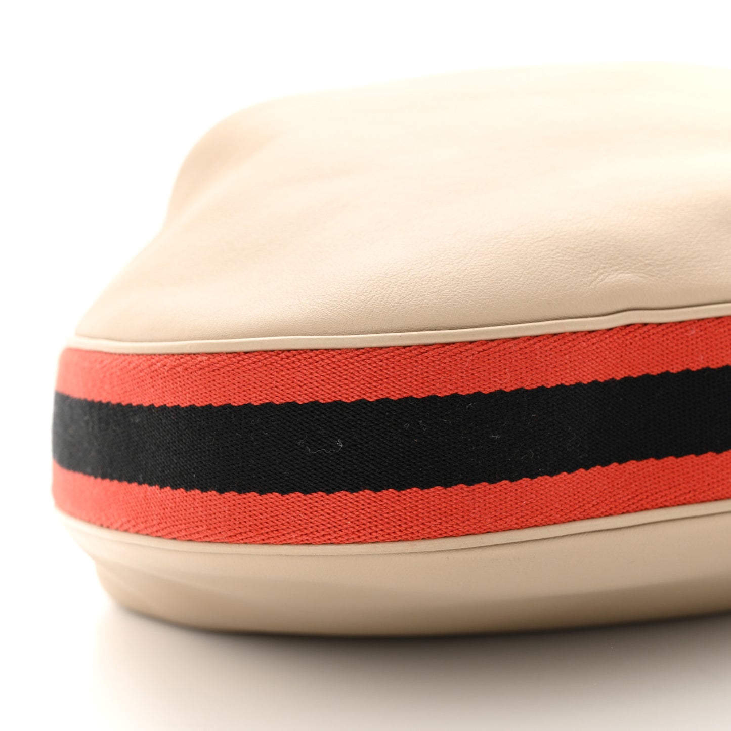 Aria Calfskin Web Large Attache Shoulder Bag Beige