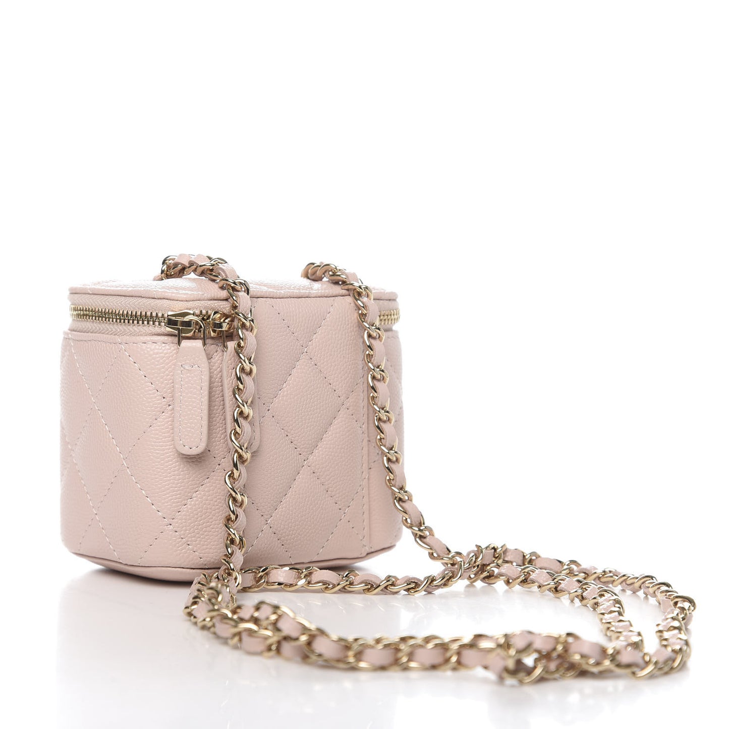 Caviar Quilted Mini Vanity Case With Chain Light Pink