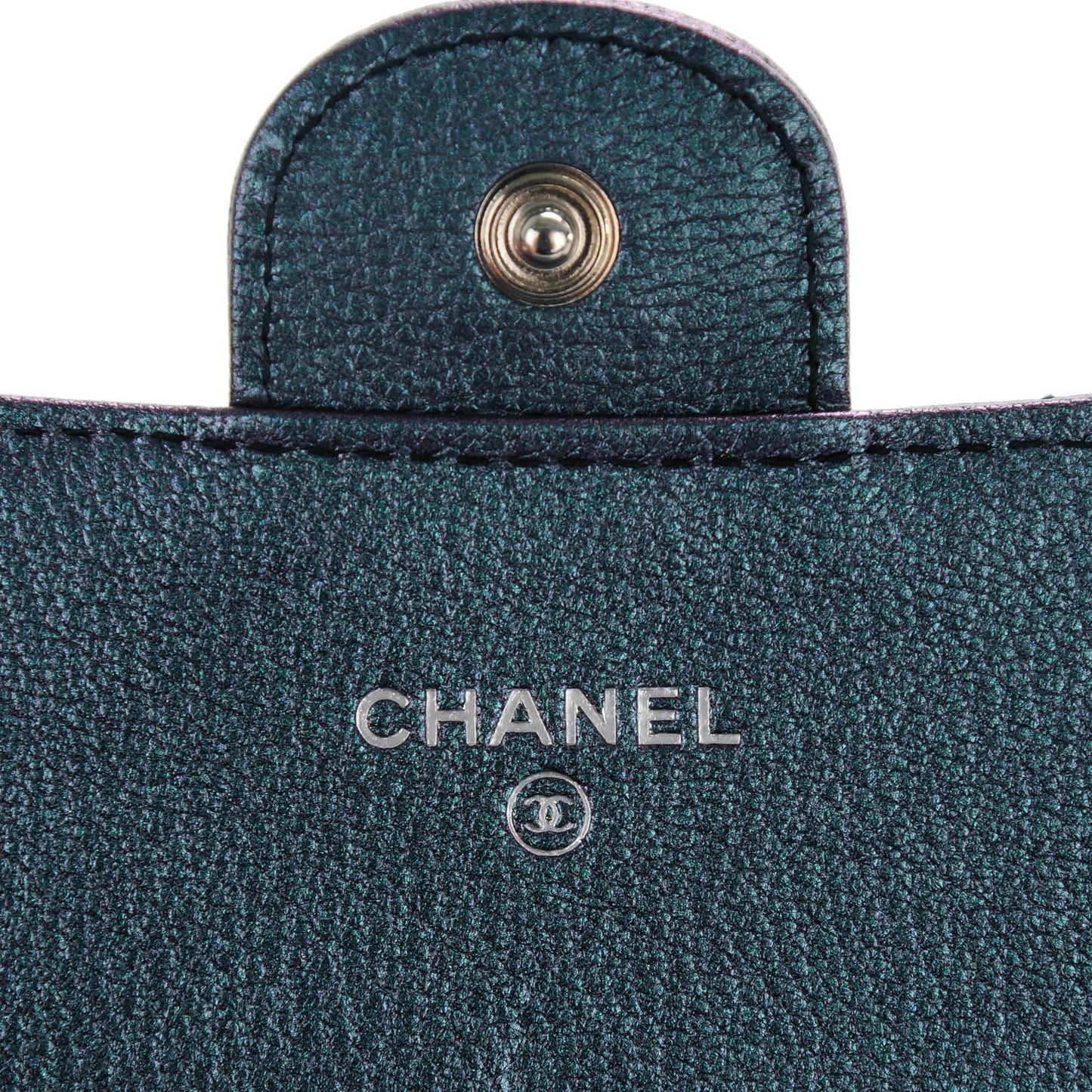 Iridescent Goatskin Quilted Large Flap Wallet Purple