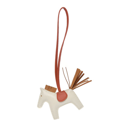 Hermes Milo Lambskin Grigri Rodeo Horse Bag Charm PM Craie Sesame Cornaline 1 of 4