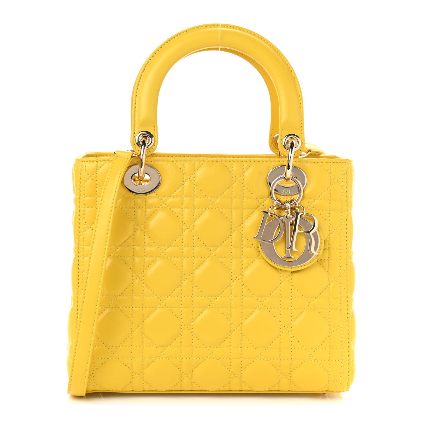 Lambskin Cannage Medium Lady Dior Yellow