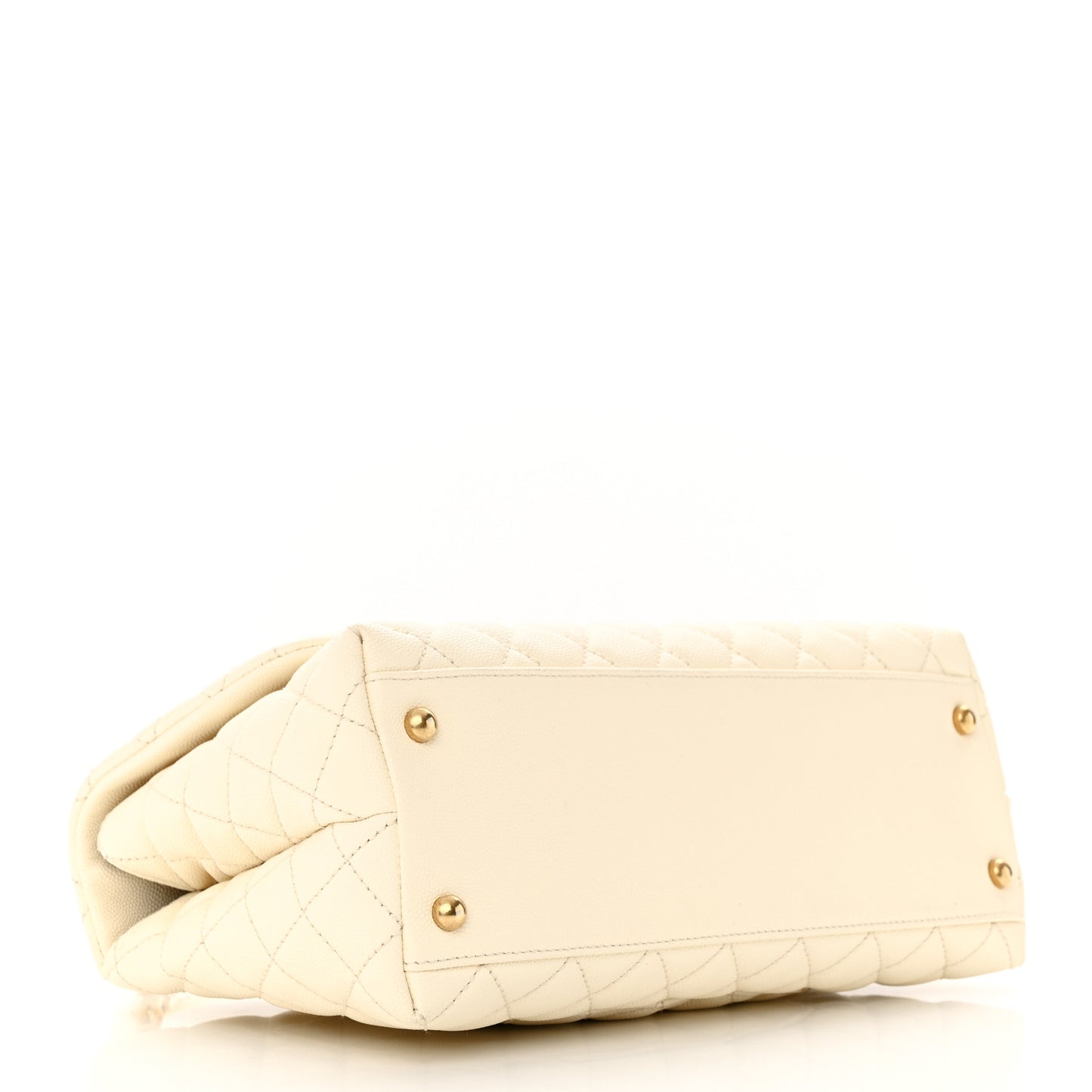 Caviar Quilted Small Coco Handle Flap White