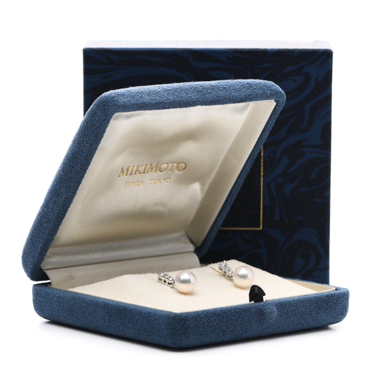 Mikimoto 18K White Gold Diamond Akoya Pearl 8mm Morning Dew Earrings 6 of 6