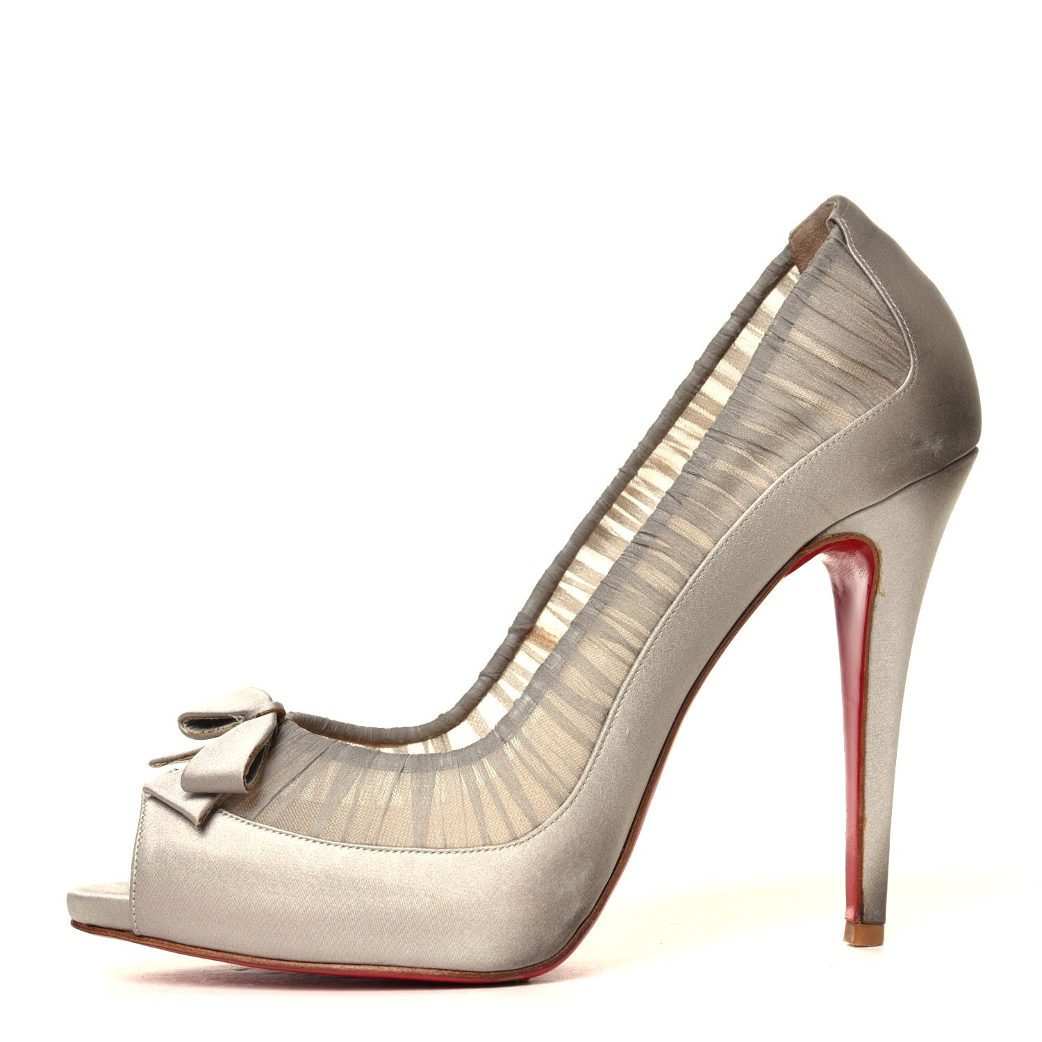 Christian Louboutin Satin Peep Toe Angelique Pumps 42 1 of 8