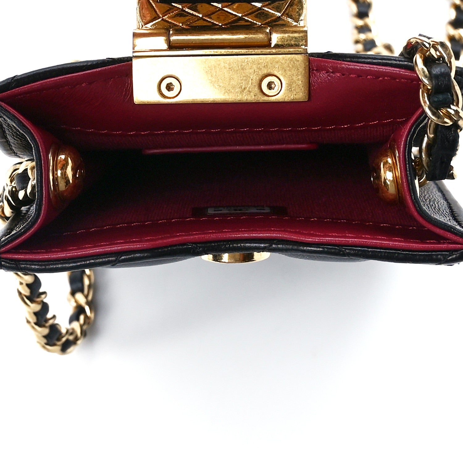 Chanel Lambskin Quilted Phone Holder With Chain Black 5 of 12