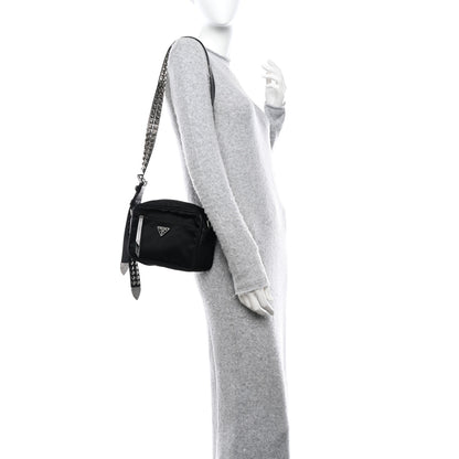 Prada Tessuto Nylon Studded New Vela Shoulder Bag Black Cromo 2 of 9