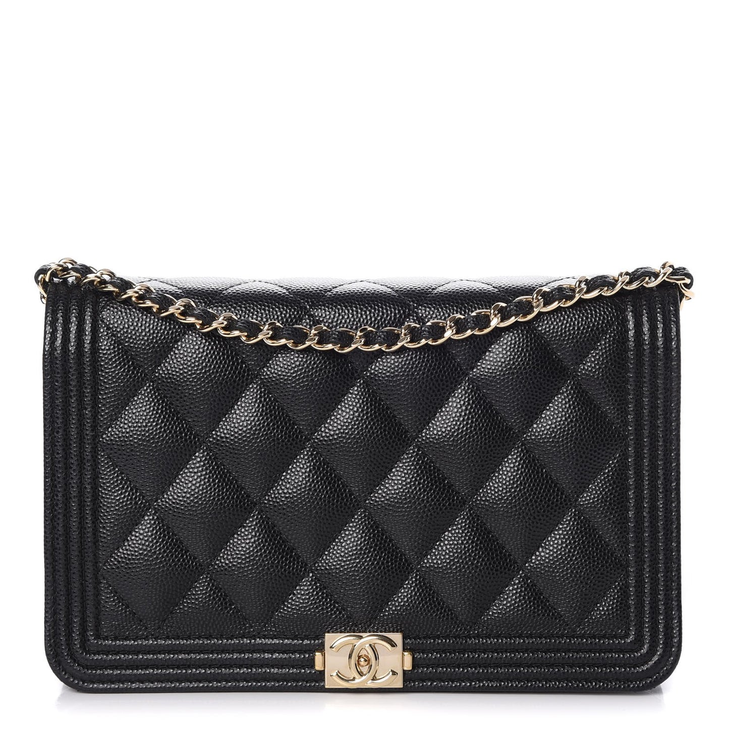 Caviar Quilted Boy Wallet On Chain WOC Black