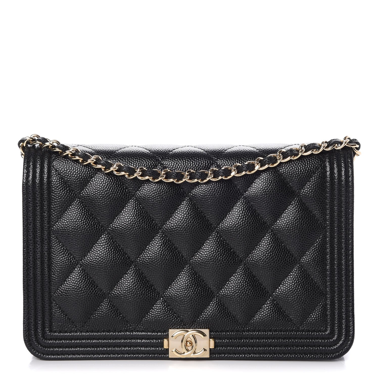Chanel Caviar Quilted Boy Wallet On Chain WOC Black 1 of 9
