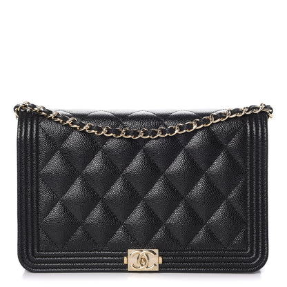 Chanel Caviar Quilted Boy Wallet On Chain WOC Black 1 of 9