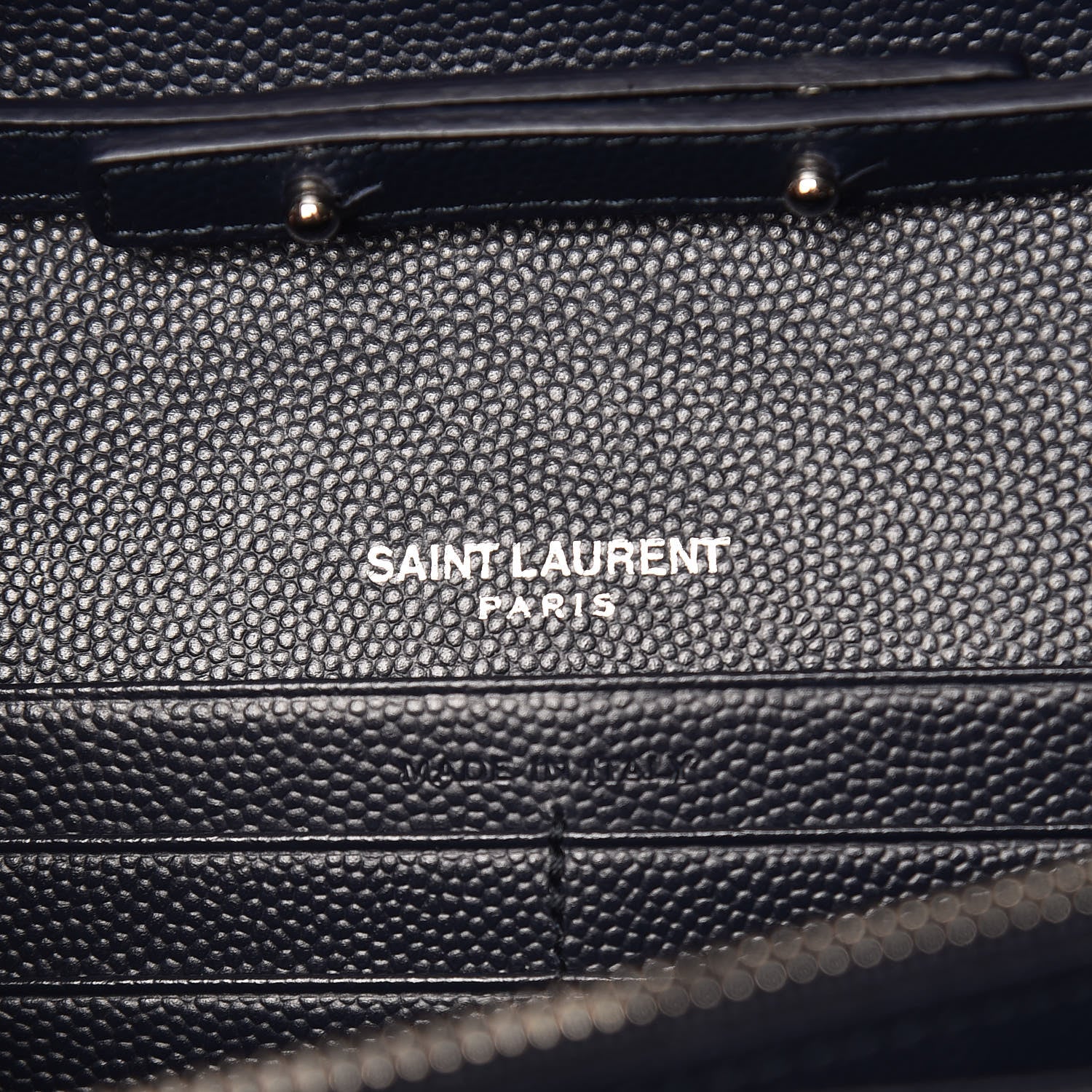 Saint Laurent Grain De Poudre Matelasse Chevron Monogram Chain Wallet Deep Marine 6 of 12