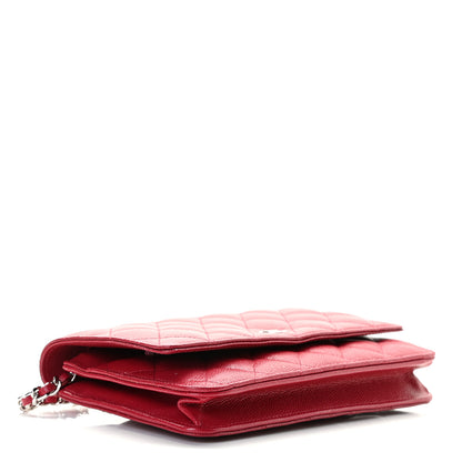 Chanel Caviar Quilted Wallet On Chain WOC Dark Red 4 of 8