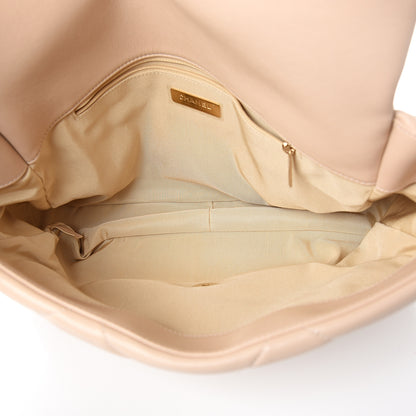 Chanel Lambskin Quilted Maxi 19 Flap Light Beige 4 of 9