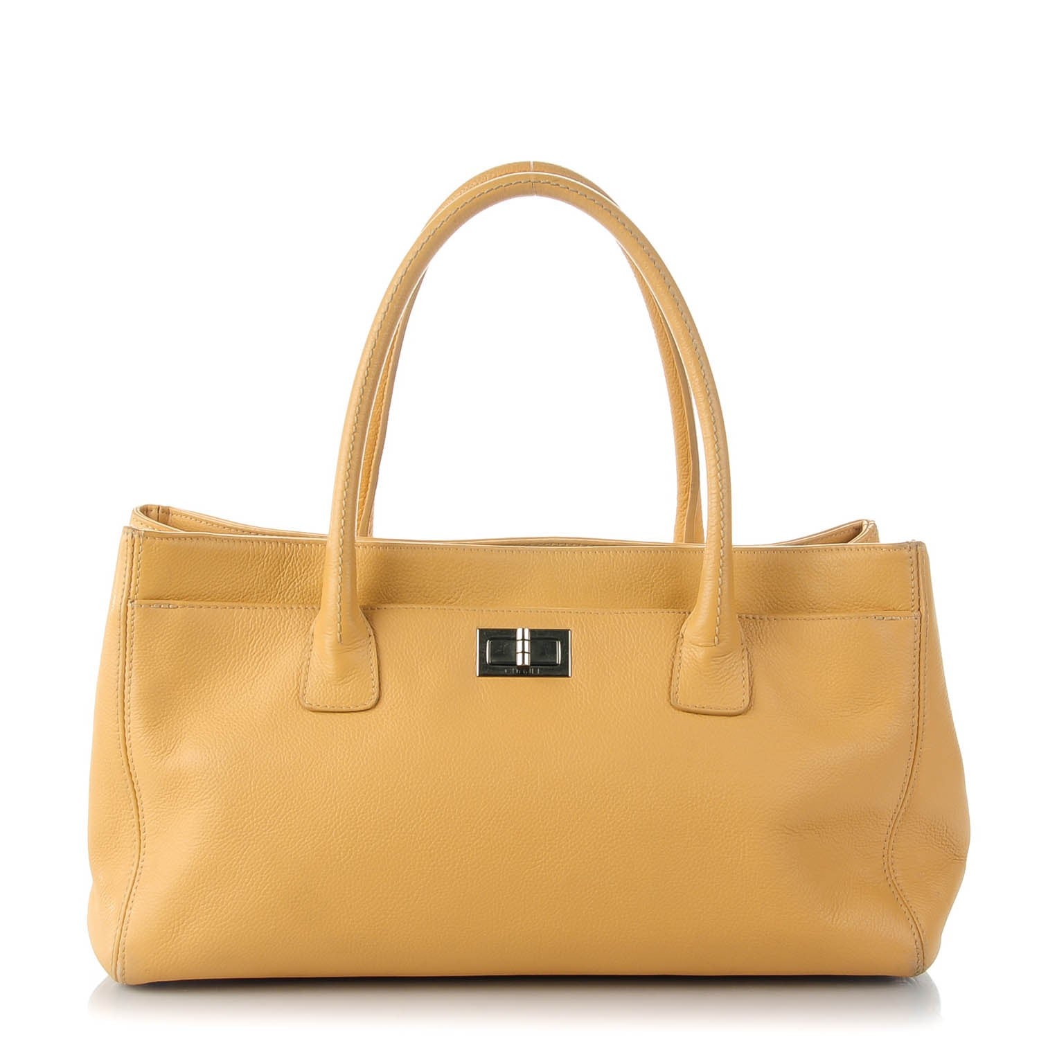 Chanel Calfskin Mademoiselle Lock Cerf Shopper Tote Beige 1 of 9