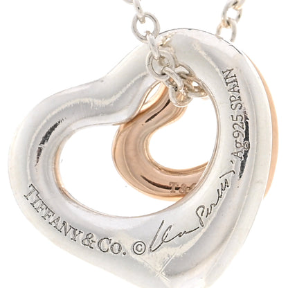 Tiffany Sterling Silver 18K Rose Gold Elsa Peretti Extra Mini Double Open Heart Pendant Necklace 4 of 4