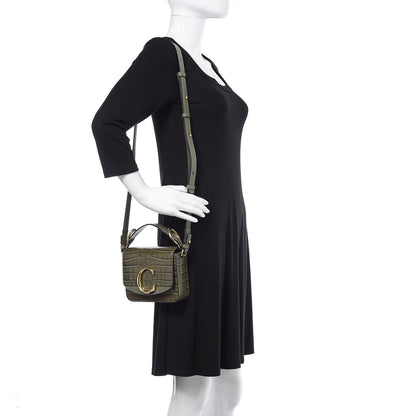 Chloe Calfskin Crocodile Embossed Mini C Double Carry Misty Forest 2 of 10