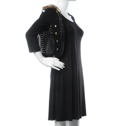 Saint Laurent Suede Studded Y Mombasa Horn Bag Black 2 of 12