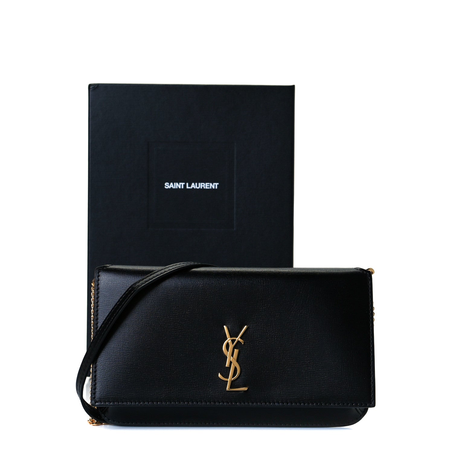 Saint Laurent Smooth Calfskin Monogram Phone Holder Crossbody Black 8 of 8