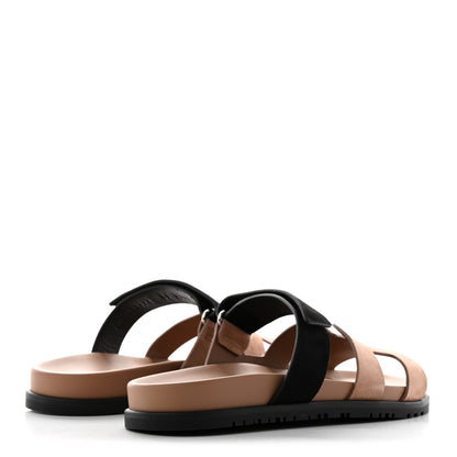 Hermes Suede Goatskin Womens Chypre Sandals 40 Rose Perle Black 4 of 9