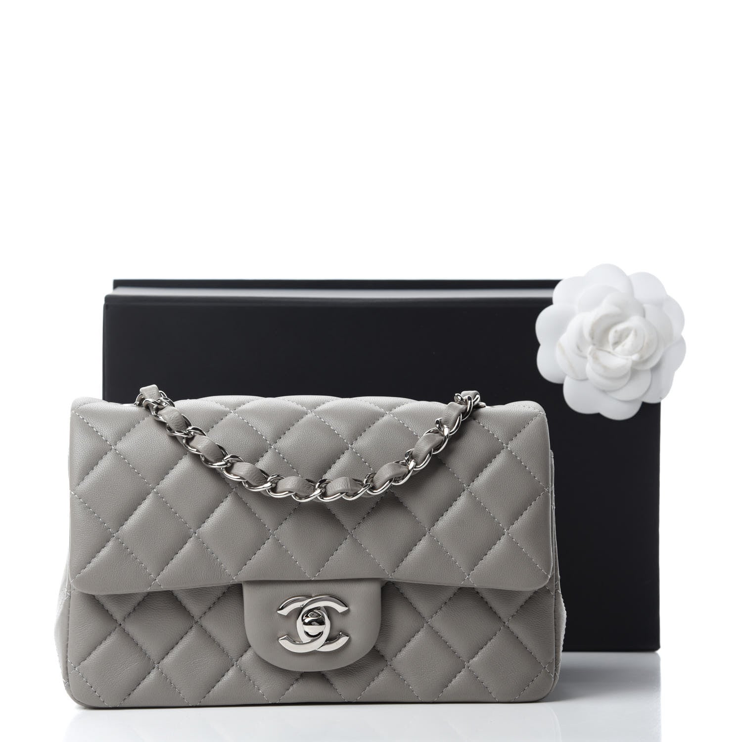 Chanel Lambskin Quilted Mini Rectangular Flap Grey 11 of 11