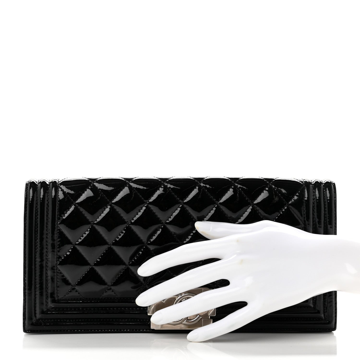 Chanel Patent Quilted Boy Flap Clutch Black 2 of 7