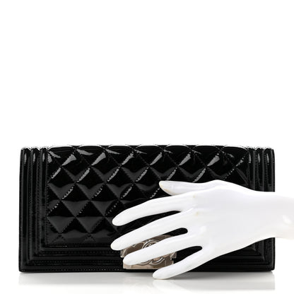 Chanel Patent Quilted Boy Flap Clutch Black 2 of 7