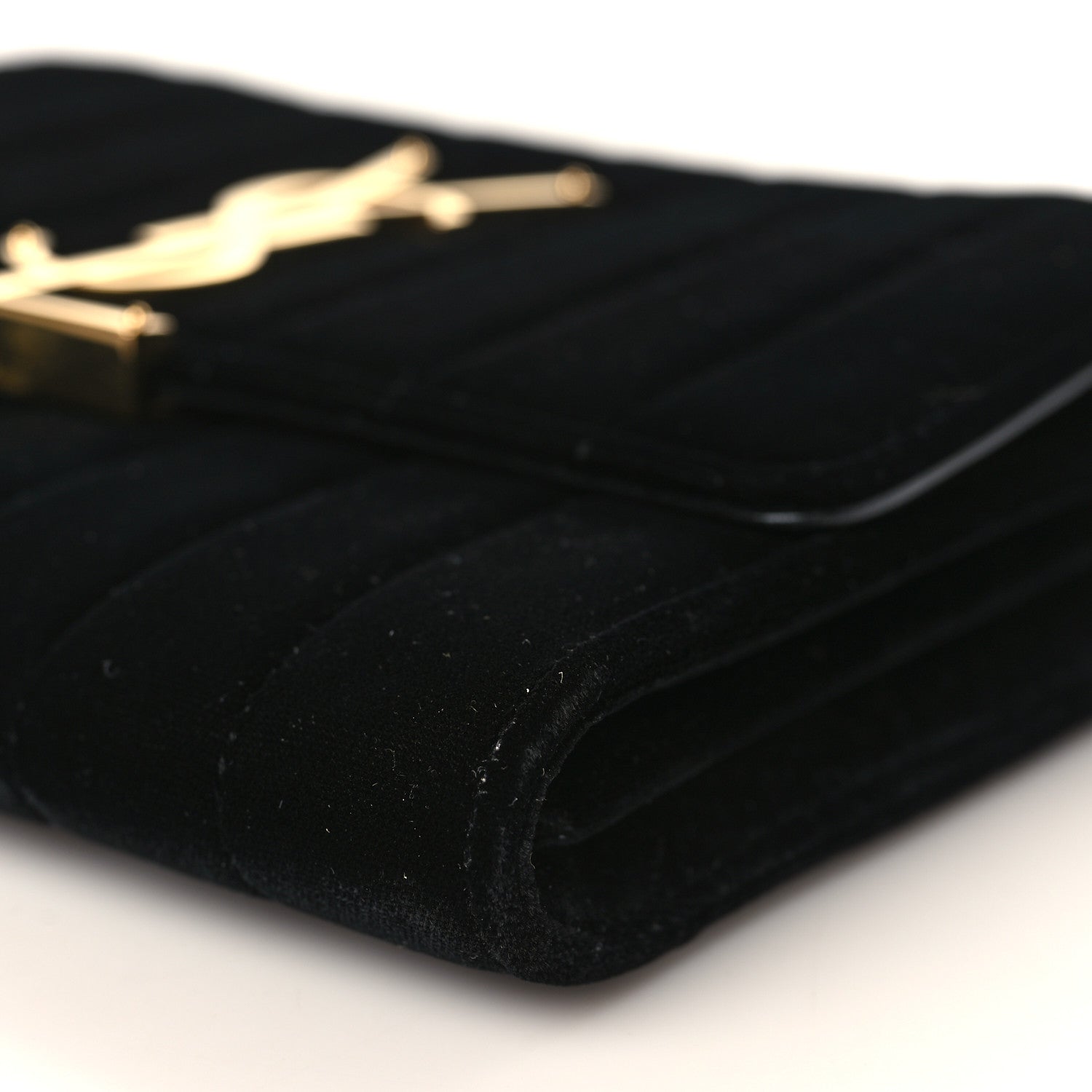 Saint Laurent Velvet Matelasse Monogram Vicky Chain Wallet Black 8 of 9