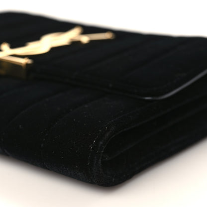 Saint Laurent Velvet Matelasse Monogram Vicky Chain Wallet Black 8 of 9
