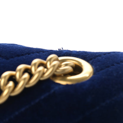 Gucci Velvet Matelasse Small GG Marmont Shoulder Bag Cobalt Blue 10 of 10
