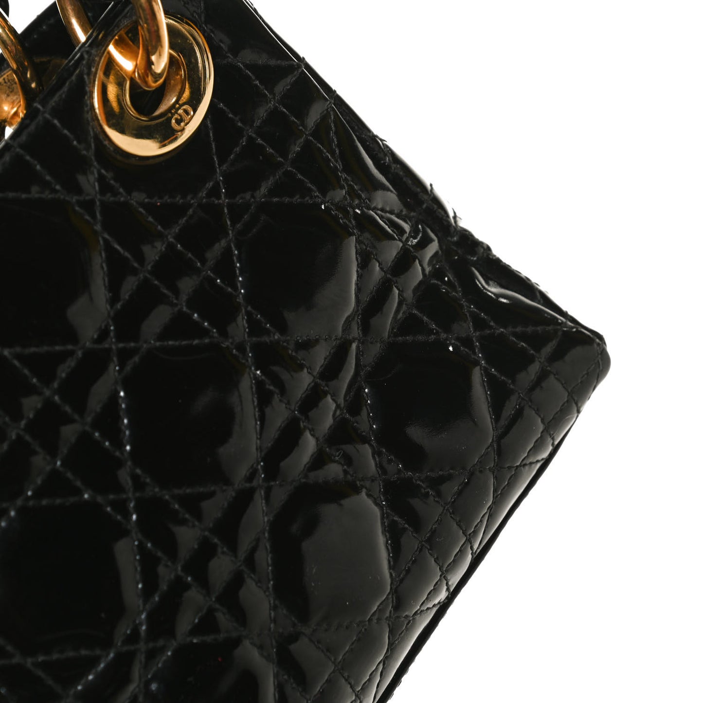 Patent Cannage Mini Lady Dior Black