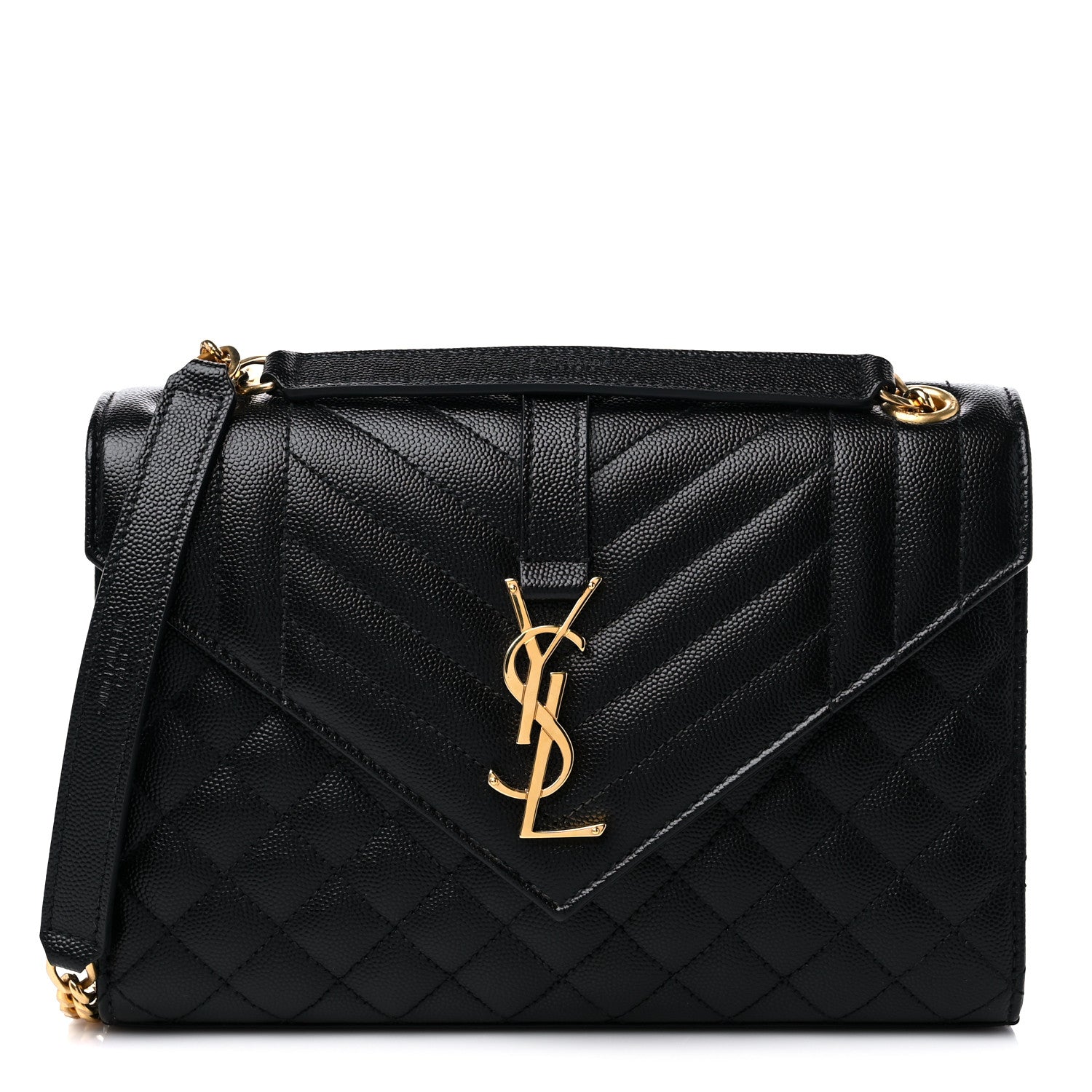 Saint Laurent Grain De Poudre Textured Mixed Matelasse Triquilt Medium Monogram Satchel Black 1 of 9
